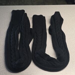 Black Cable Knit Socks - Thigh High